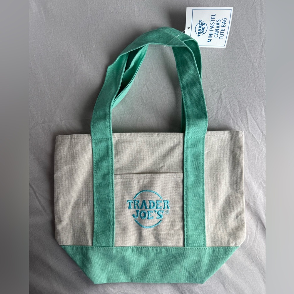 Trader Joe's Mint and Cream Canvas Tote